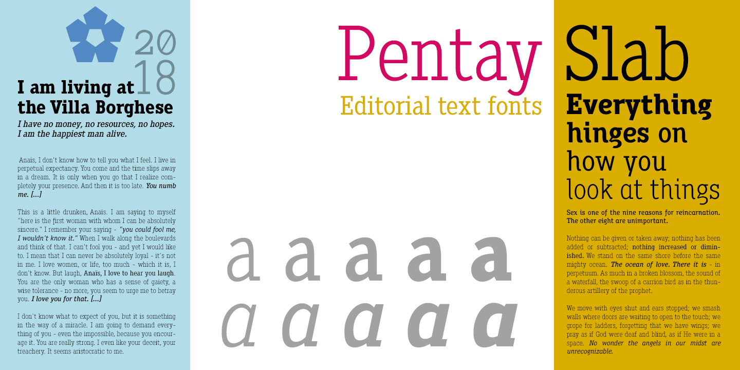Ejemplo de fuente Pentay Slab Book Italic